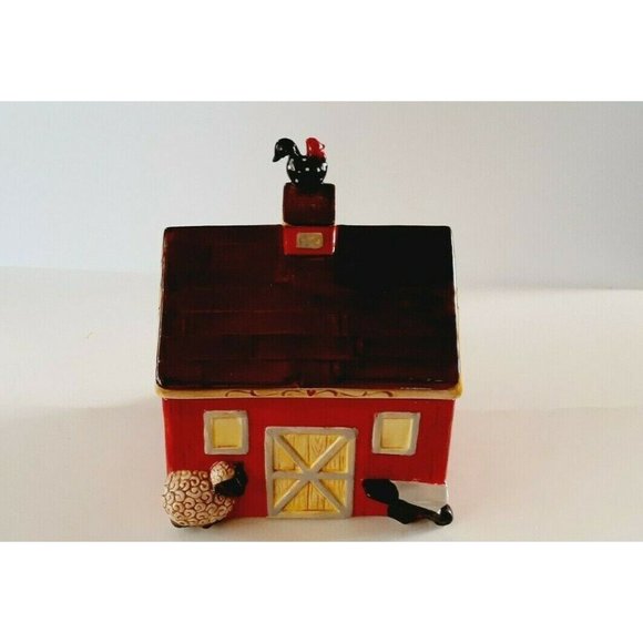CERAMIC RED BARN FARM ANIMAL COOKIE JAR LARGE - Picture 3 of 11
